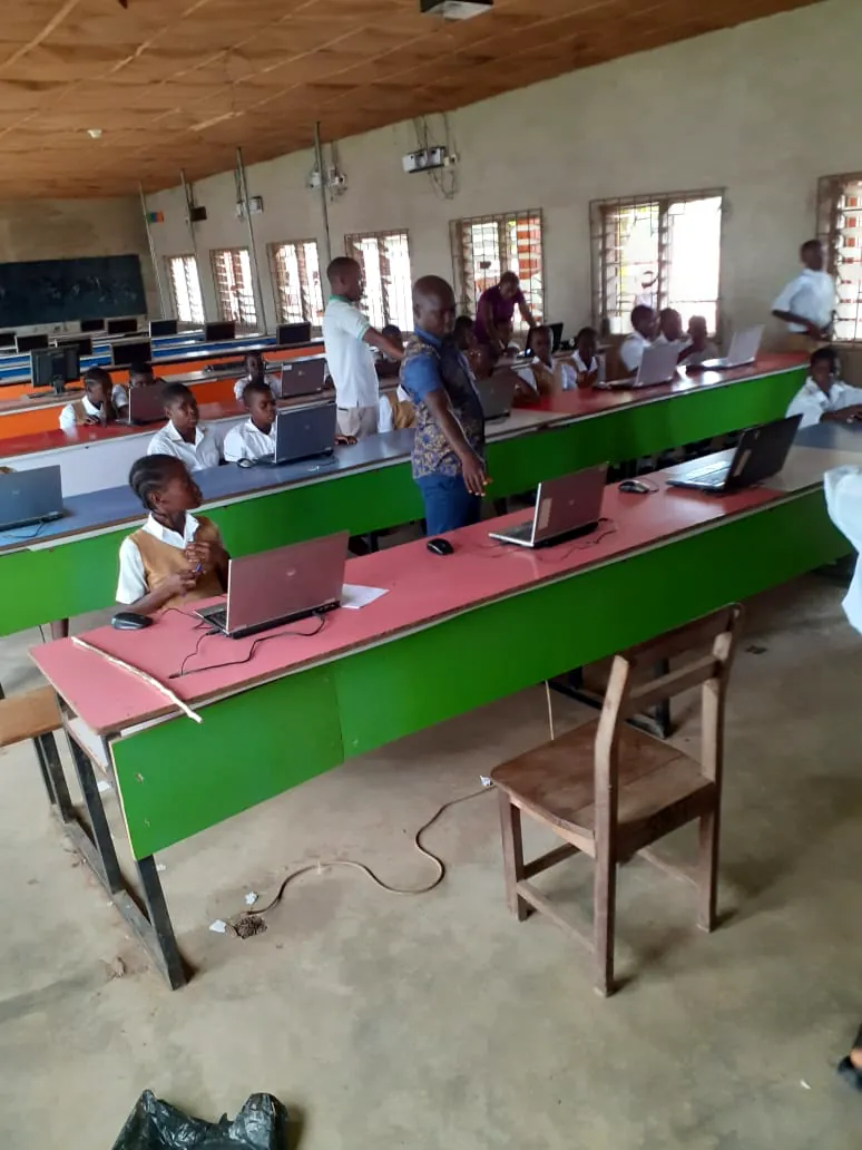 Students working on laptops in the computer laboratory